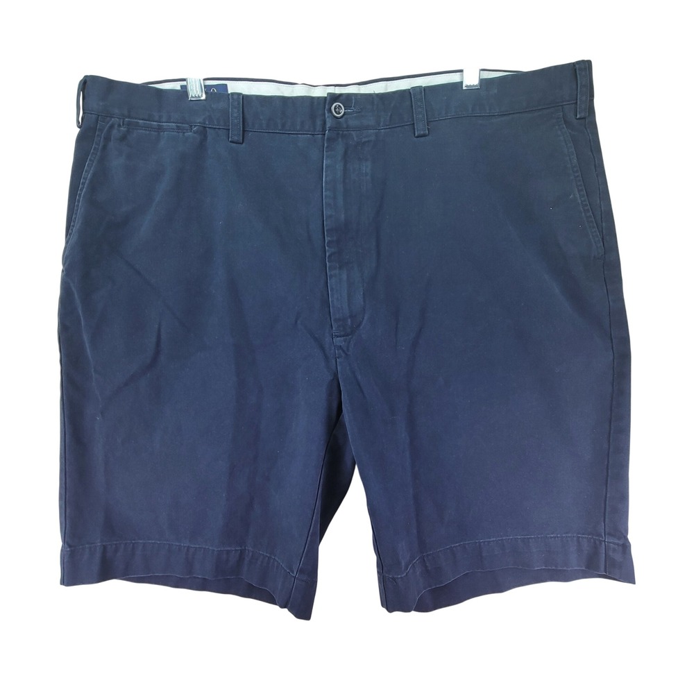 Polo Ralph Lauren Chino Shorts Mens 44 Navy Blue Excellent Flat Front Cotton